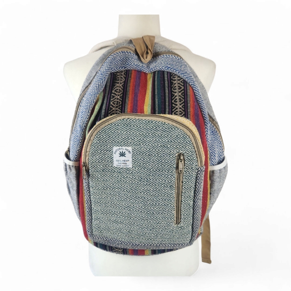 NEW Himalayan Hemp Backpack Full Size Hippie Natural Knit Bohemian Book Bag Jute